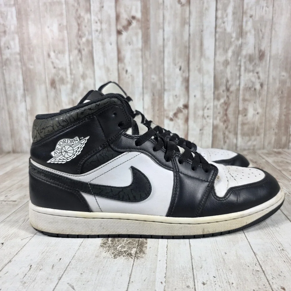 Jordan Air Jordan 1 Mid Black Elephant White Black FB9911-001 Mens 12